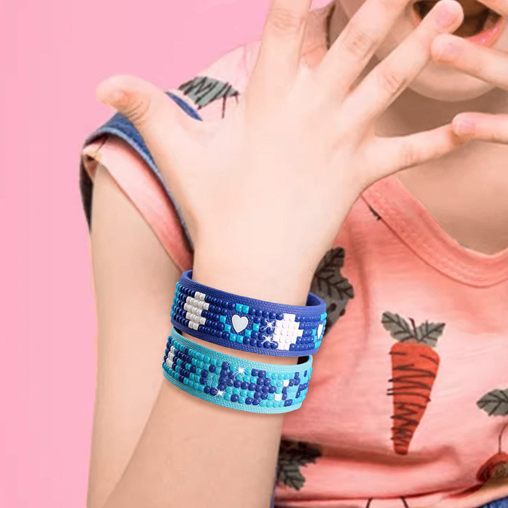 2 Pièces Amour Bleu Bracelet Broderie Diamant