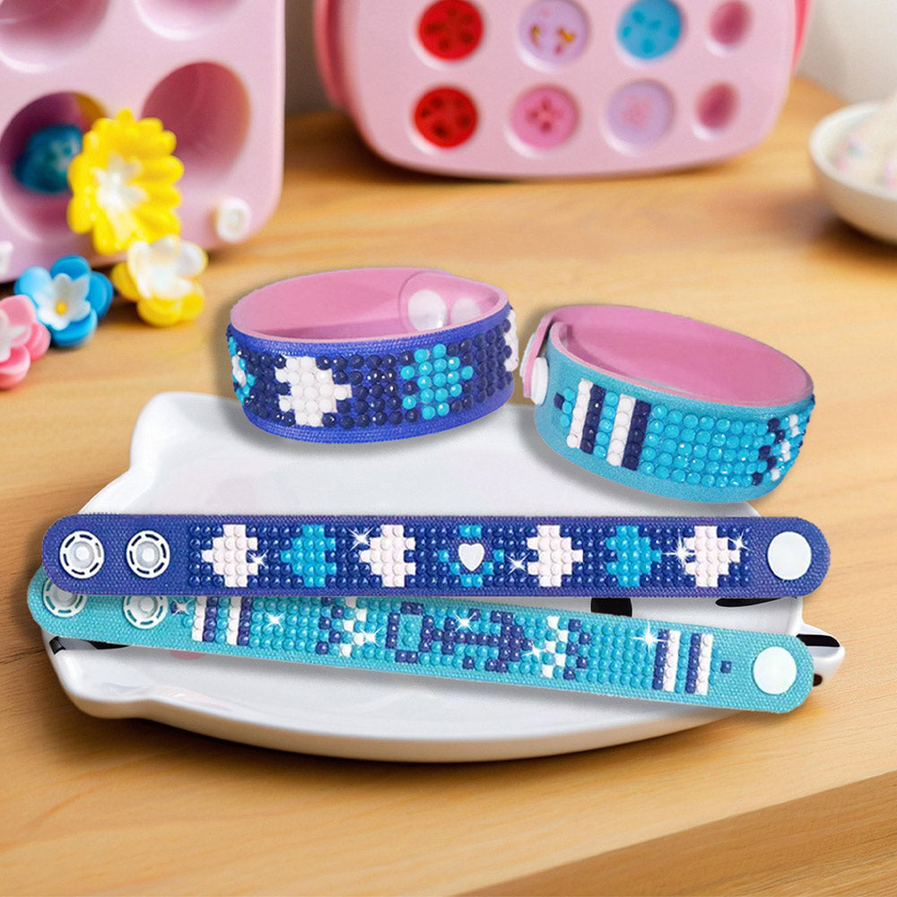 2 Pièces Amour Bleu Bracelet Broderie Diamant