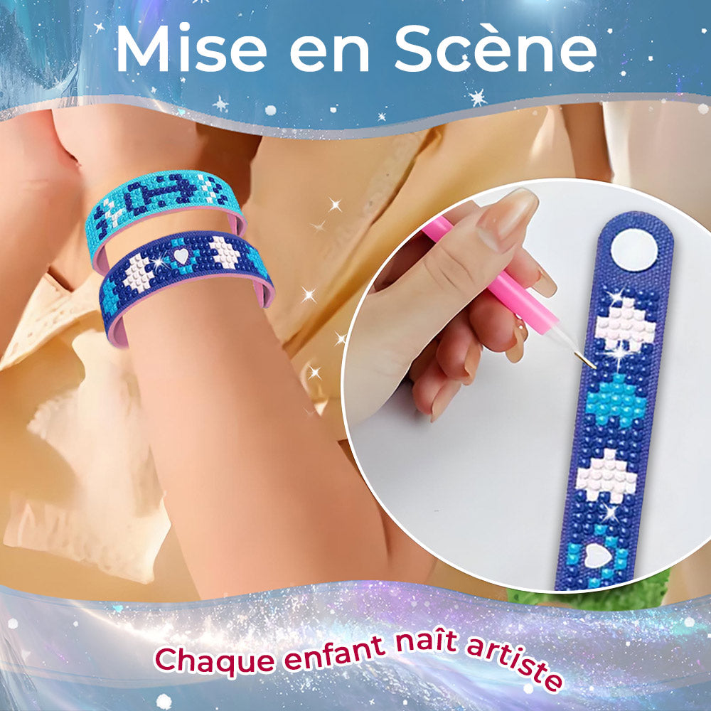 2 Pièces Amour Bleu Bracelet Broderie Diamant