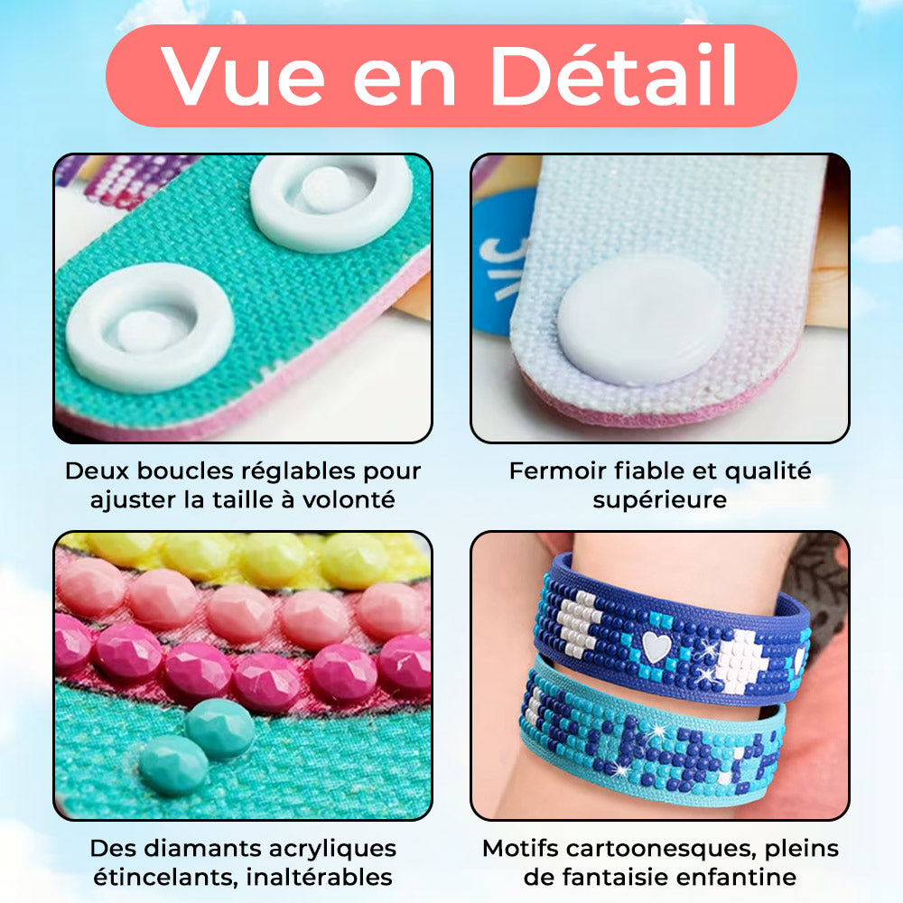 2 Pièces Amour Bleu Bracelet Broderie Diamant