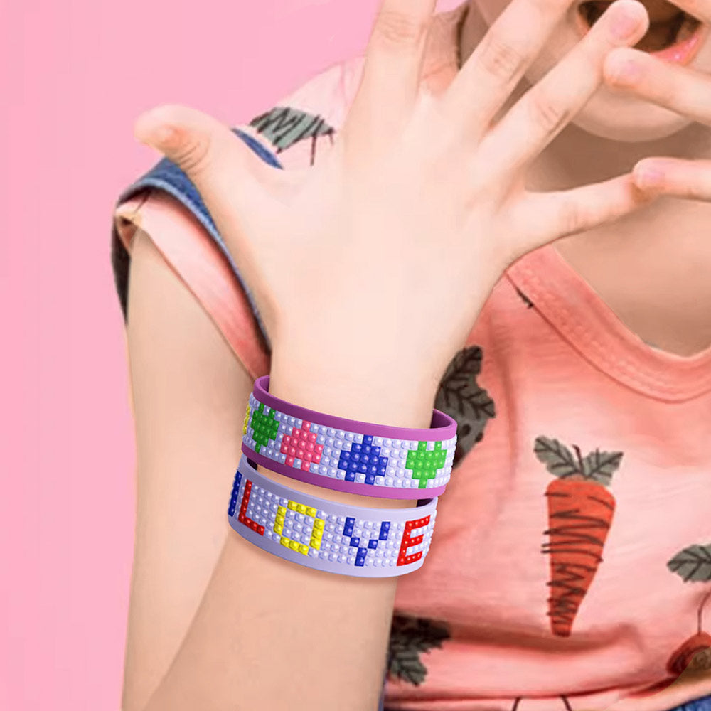 2 Pièces « Amour » Coloré Bracelet Broderie Diamant