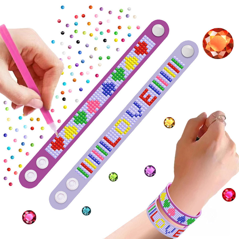 2 Pièces « Amour » Coloré Bracelet Broderie Diamant