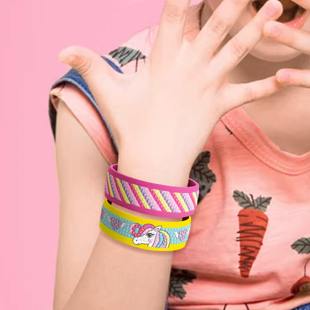 2 Pièces Arc-en-Ciel et Licorne Bracelet Broderie Diamant