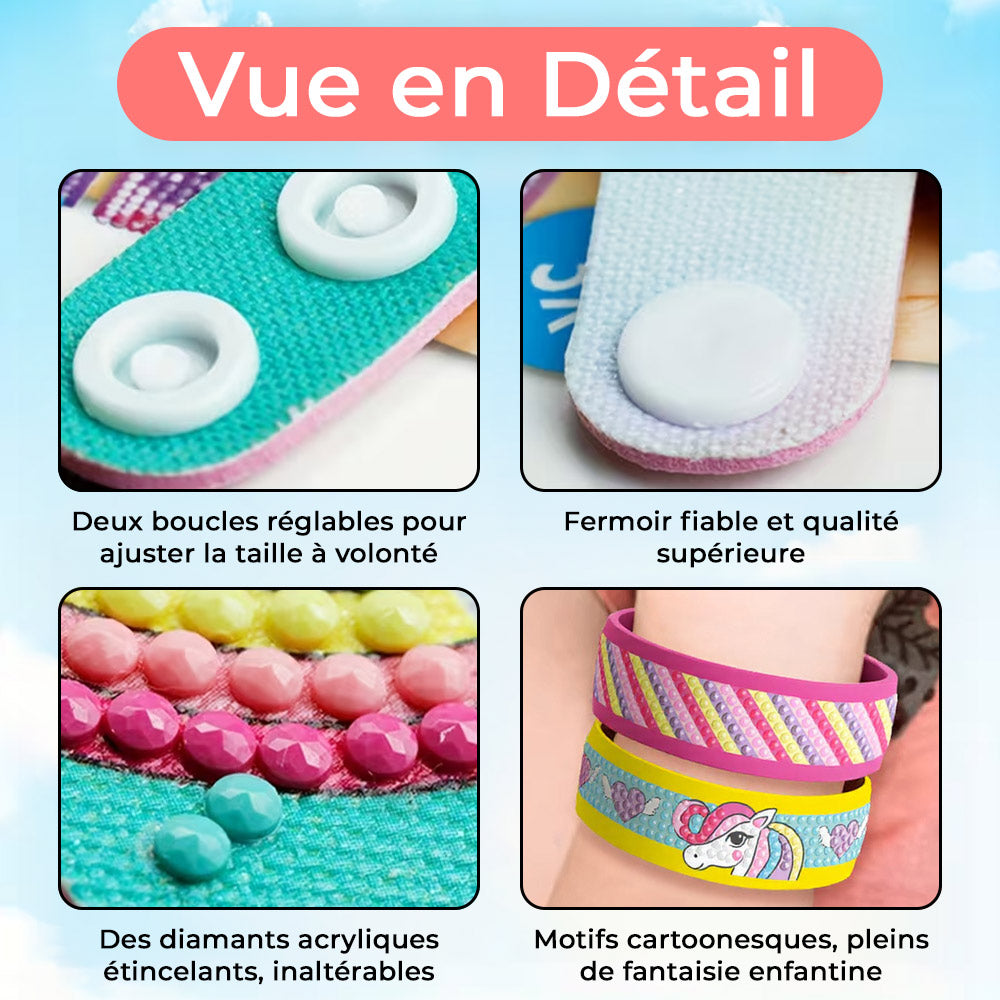 2 Pièces Arc-en-Ciel et Licorne Bracelet Broderie Diamant