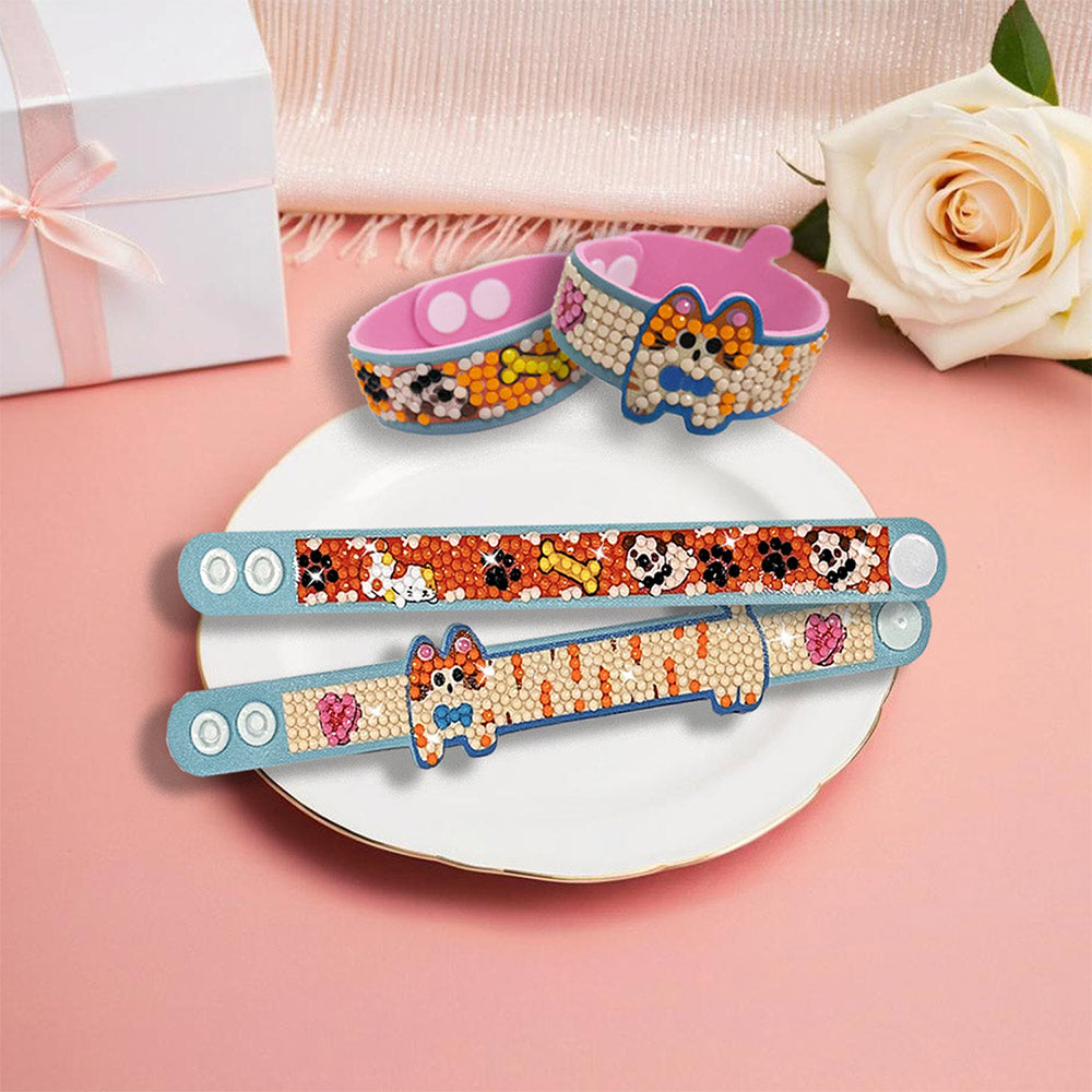 2 Pièces Chien Mignon Bracelet Broderie Diamant