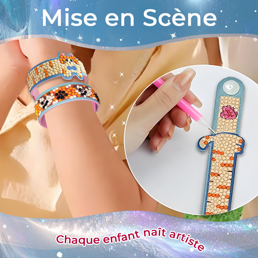 2 Pièces Chien Mignon Bracelet Broderie Diamant