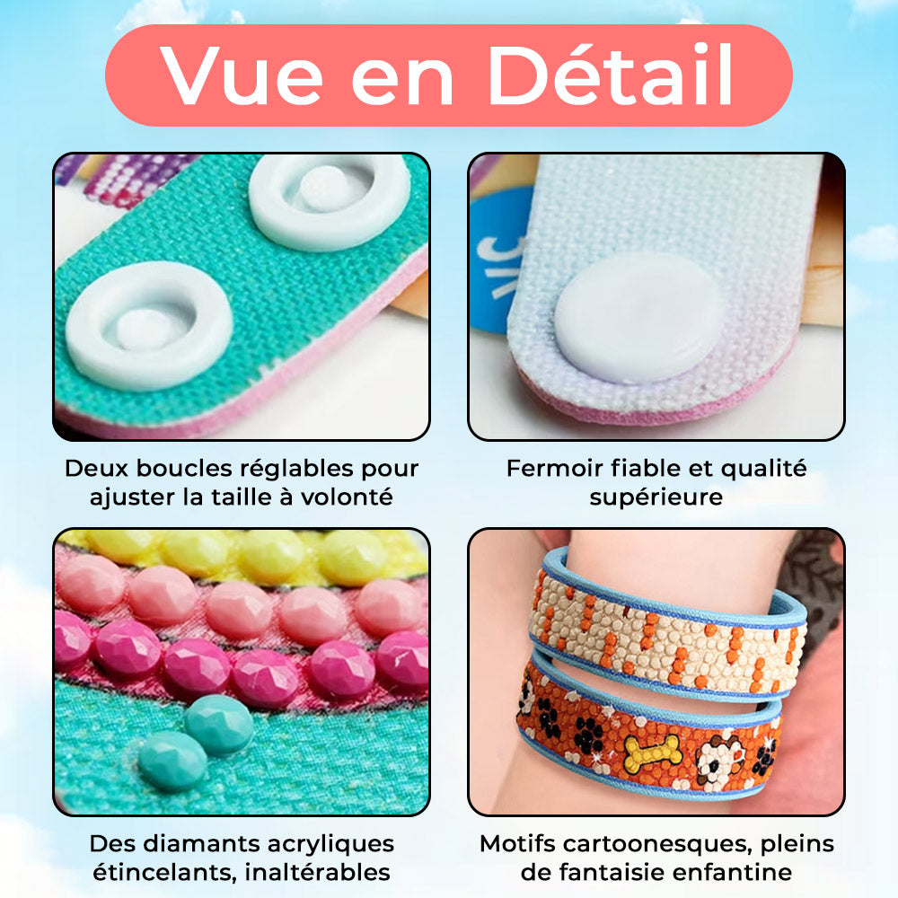 2 Pièces Chien Mignon Bracelet Broderie Diamant