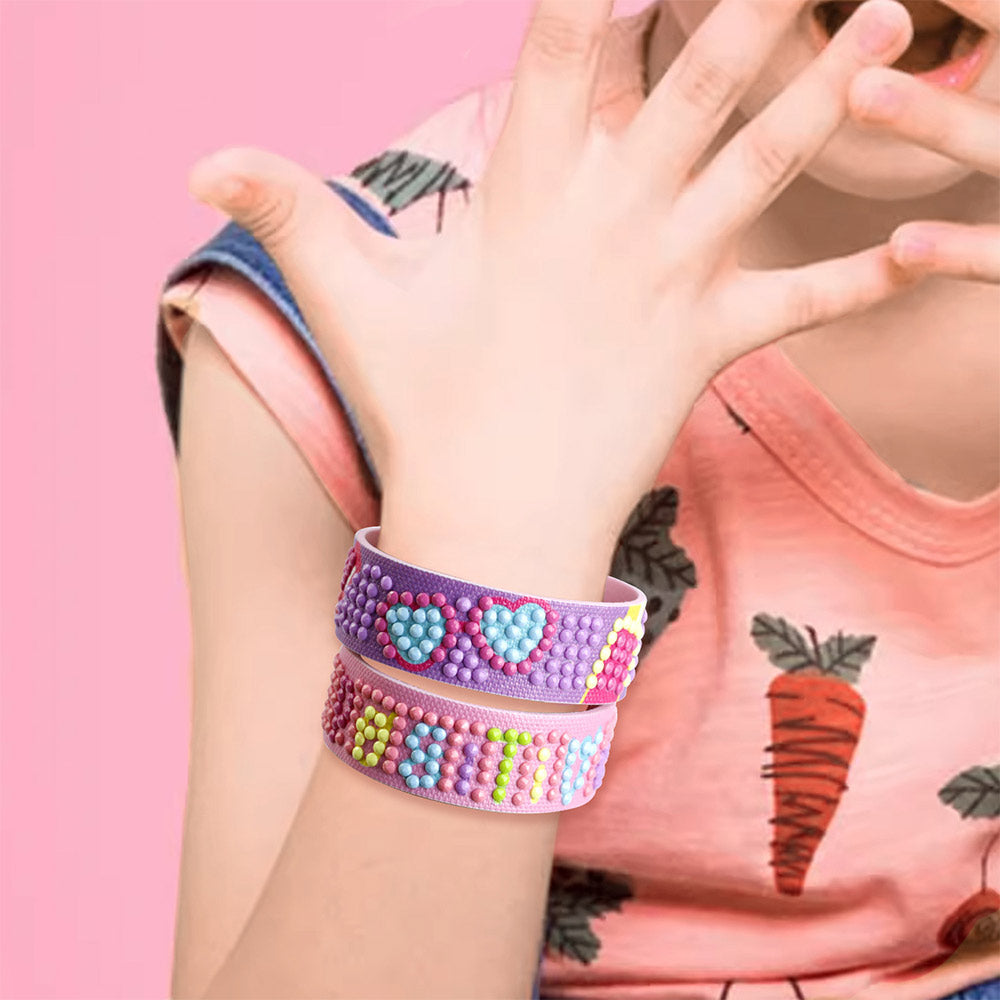 2 Pièces Cœur Romantique Bracelet Broderie Diamant