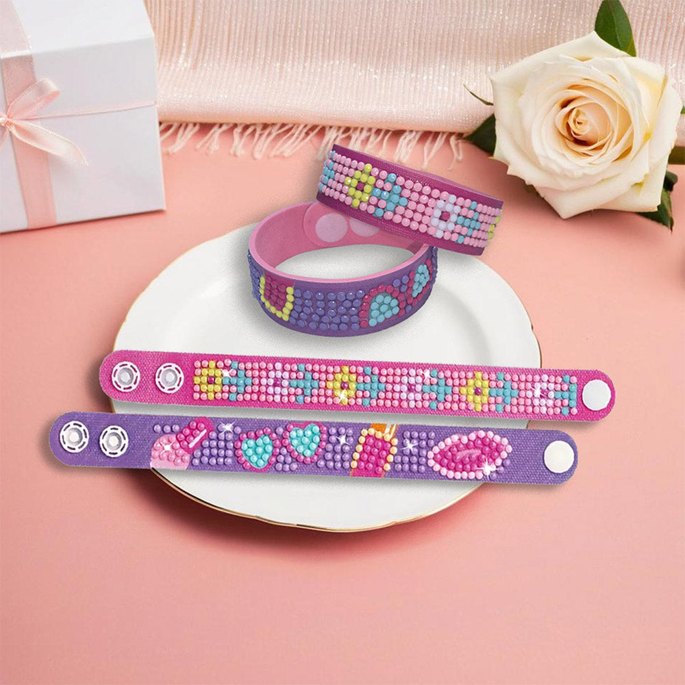 2 Pièces Cœur Romantique Bracelet Broderie Diamant