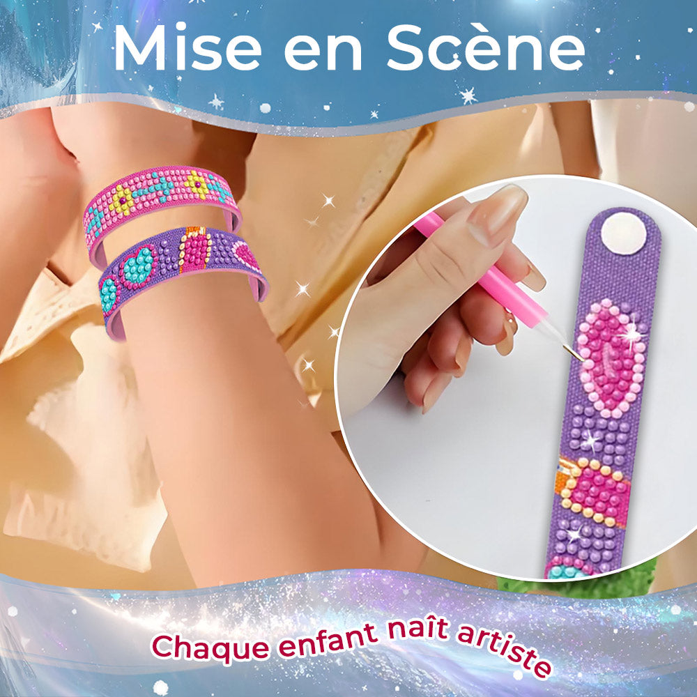 2 Pièces Cœur Romantique Bracelet Broderie Diamant