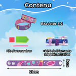 2 Pièces Cœur Romantique Bracelet Broderie Diamant