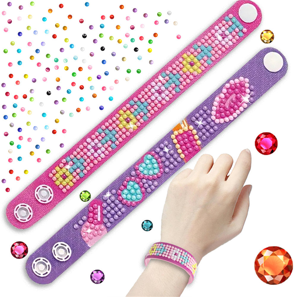 2 Pièces Cœur Romantique Bracelet Broderie Diamant