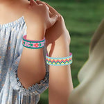 2 Pièces Fleur et Motif Abstrait Bracelet Broderie Diamant