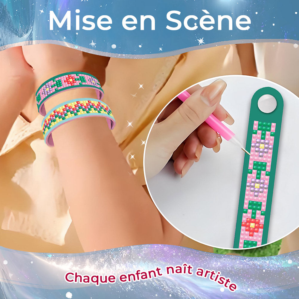 2 Pièces Fleur et Motif Abstrait Bracelet Broderie Diamant