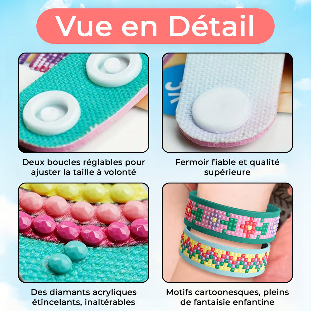 2 Pièces Fleur et Motif Abstrait Bracelet Broderie Diamant