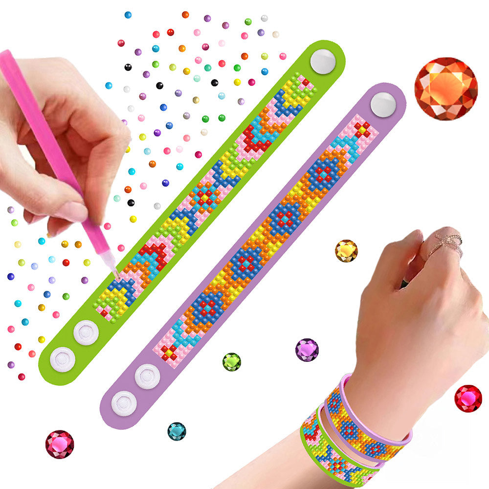 2 Pièces Mosaïque Motif Géométrique Bracelet Broderie Diamant