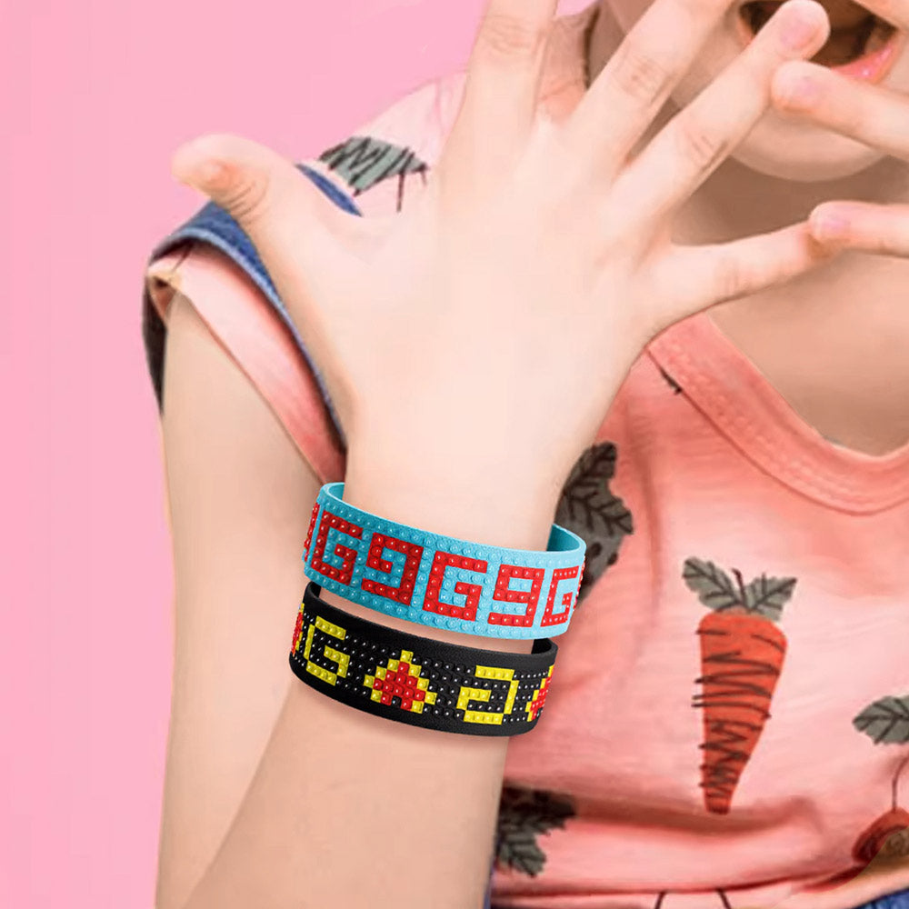 2 Pièces Motifs Géométriques Ethniques Bracelet Broderie Diamant