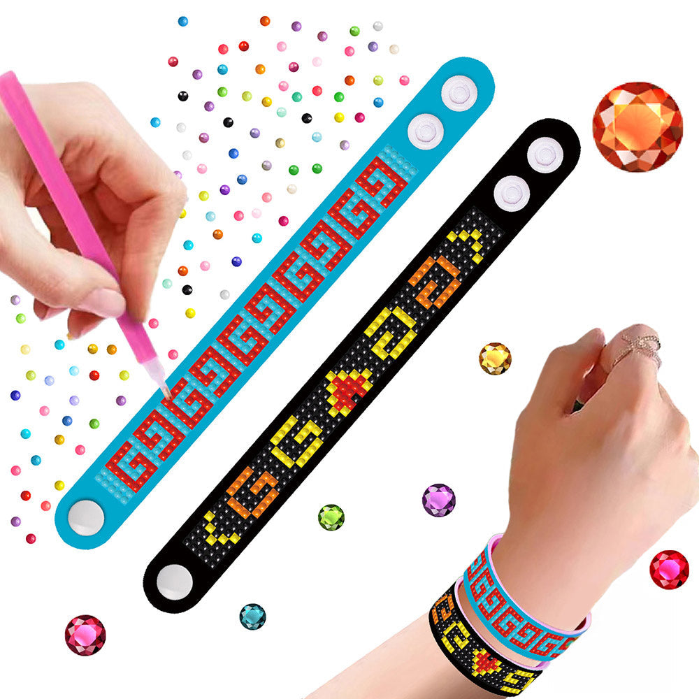 2 Pièces Motifs Géométriques Ethniques Bracelet Broderie Diamant