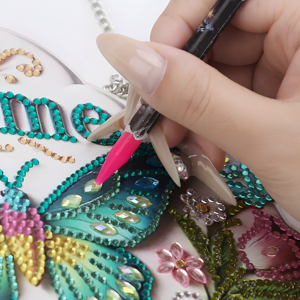 4 Pièces Stylo à Strass Autocollant avec Taille-Crayon