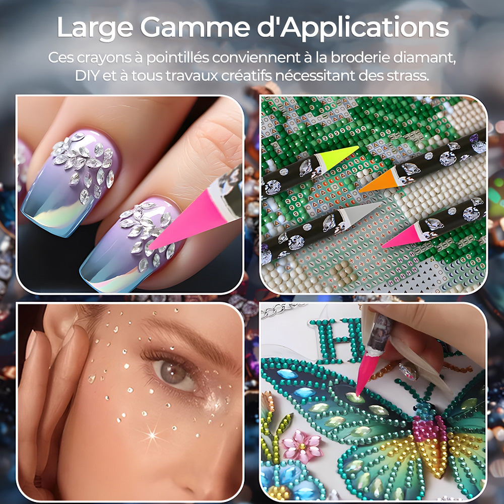 4 Pièces Stylo à Strass Autocollant avec Taille-Crayon