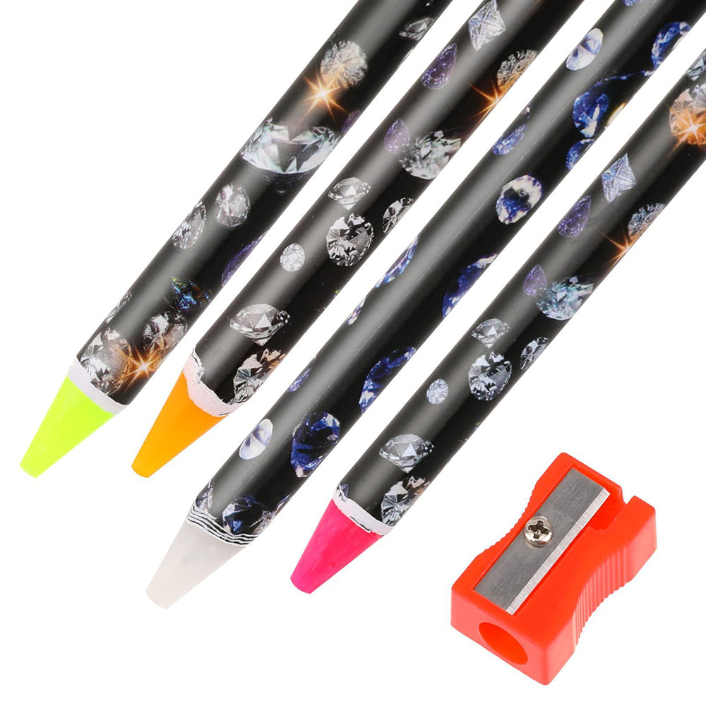 4 Pièces Stylo à Strass Autocollant avec Taille-Crayon