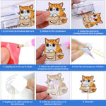 8 Pièces Chats Potelés Broderie Diamant Piquets de Jardin