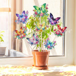 8 Pièces Fleur Papillon Broderie Diamant Piquets de Jardin