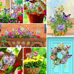 8 Pièces Fleur Papillon Broderie Diamant Piquets de Jardin