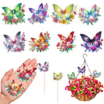 8 Pièces Fleur Papillon Broderie Diamant Piquets de Jardin