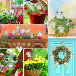 8 Pièces Grenouilles Heureuses Broderie Diamant Piquets de Jardin