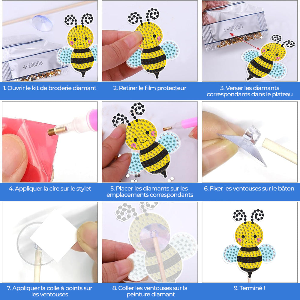 8 Pièces Insectes Utiles Broderie Diamant Piquets de Jardin