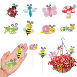 8 Pièces Insectes Utiles Broderie Diamant Piquets de Jardin
