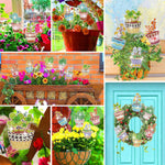 8 Pièces Plantes en Pot Broderie Diamant Piquets de Jardin