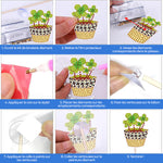 8 Pièces Plantes en Pot Broderie Diamant Piquets de Jardin