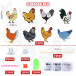 8 Pièces Poule de Ferme Broderie Diamant Piquets de Jardin