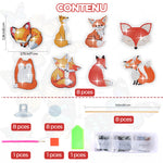 8 Pièces Renards Roux Broderie Diamant Piquets de Jardin