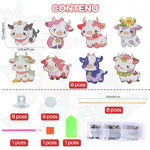 8 Pièces Vaches Mignonnes Broderie Diamant Piquets de Jardin