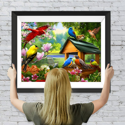 Oiseaux Colorés de Printemps Broderie Diamant
