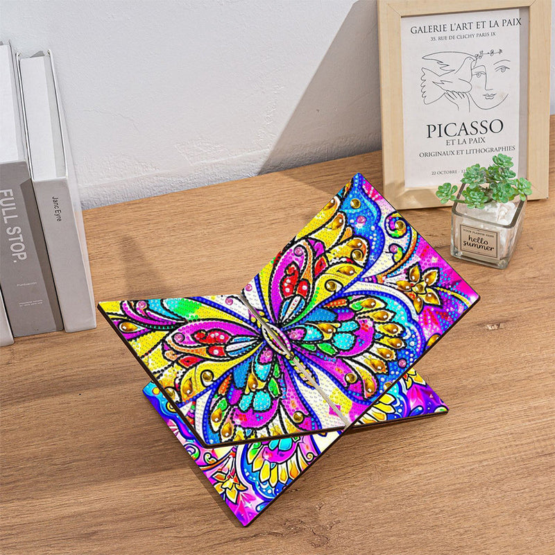 Porte-Livres Mains Libres en Bois Papillon Magnifique Broderie Diamant