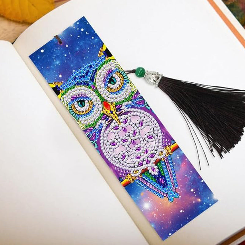 2Pcs de Marque-Pages en Cuir Hibou de La Nuit Broderie Diamant