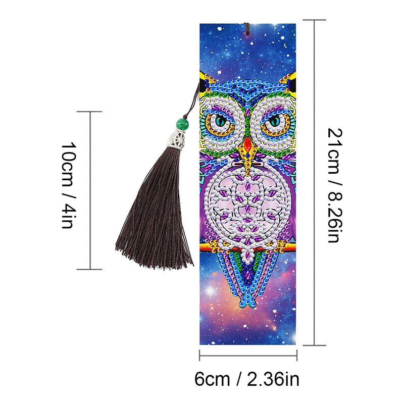 2Pcs de Marque-Pages en Cuir Hibou de La Nuit Broderie Diamant