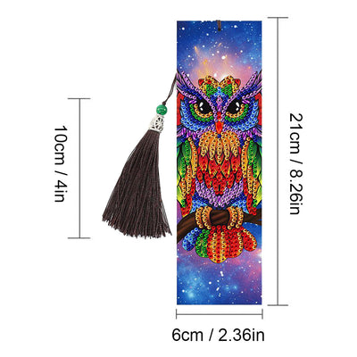 2Pcs de Marque-Pages en Cuir Hibou de La Nuit Broderie Diamant