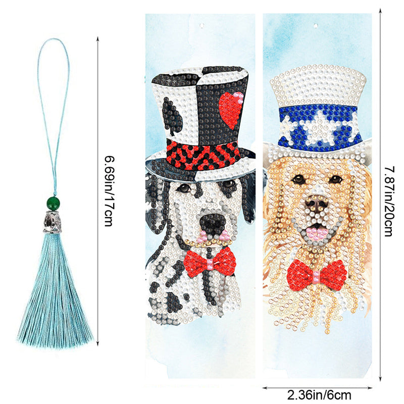 2Pcs de Marque-Pages en Cuir Chien du Jour de L&