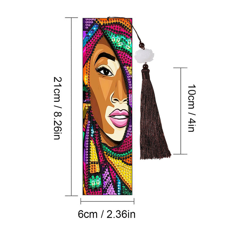 2Pcs de Marque-Pages en Cuir Africaine Broderie Diamant