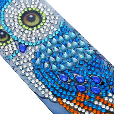 Marque-Pages en Cuir Hibou Bleu Broderie Diamant