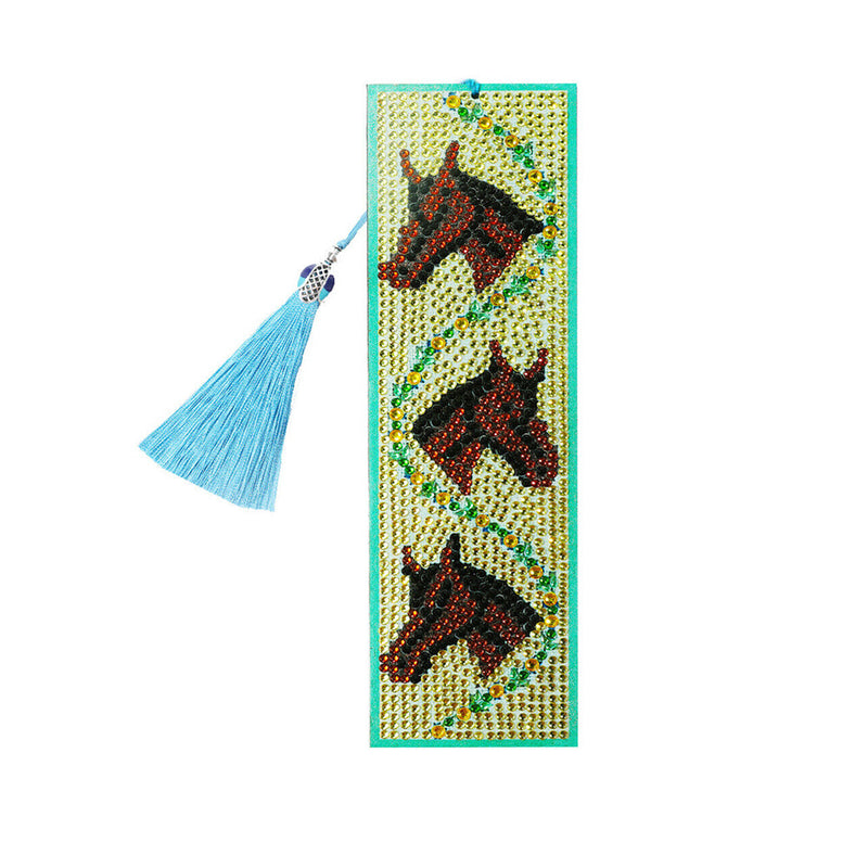 Marque-Pages en Cuir Trois Chevaux Broderie Diamant