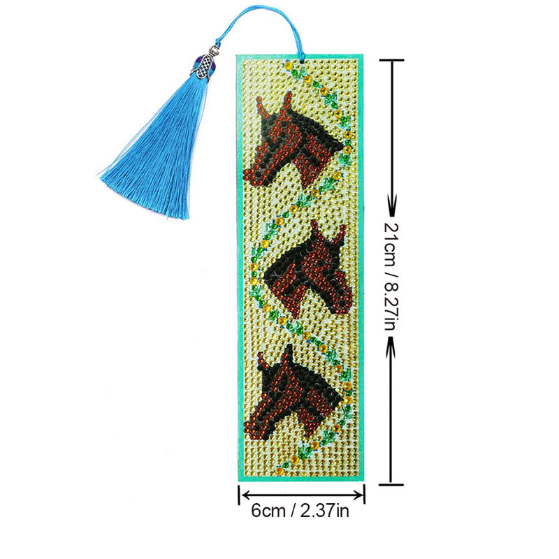 Marque-Pages en Cuir Trois Chevaux Broderie Diamant