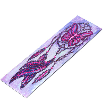 Marque-Pages en Cuir Capteur des Rêves Papillon Violet Broderie Diamant