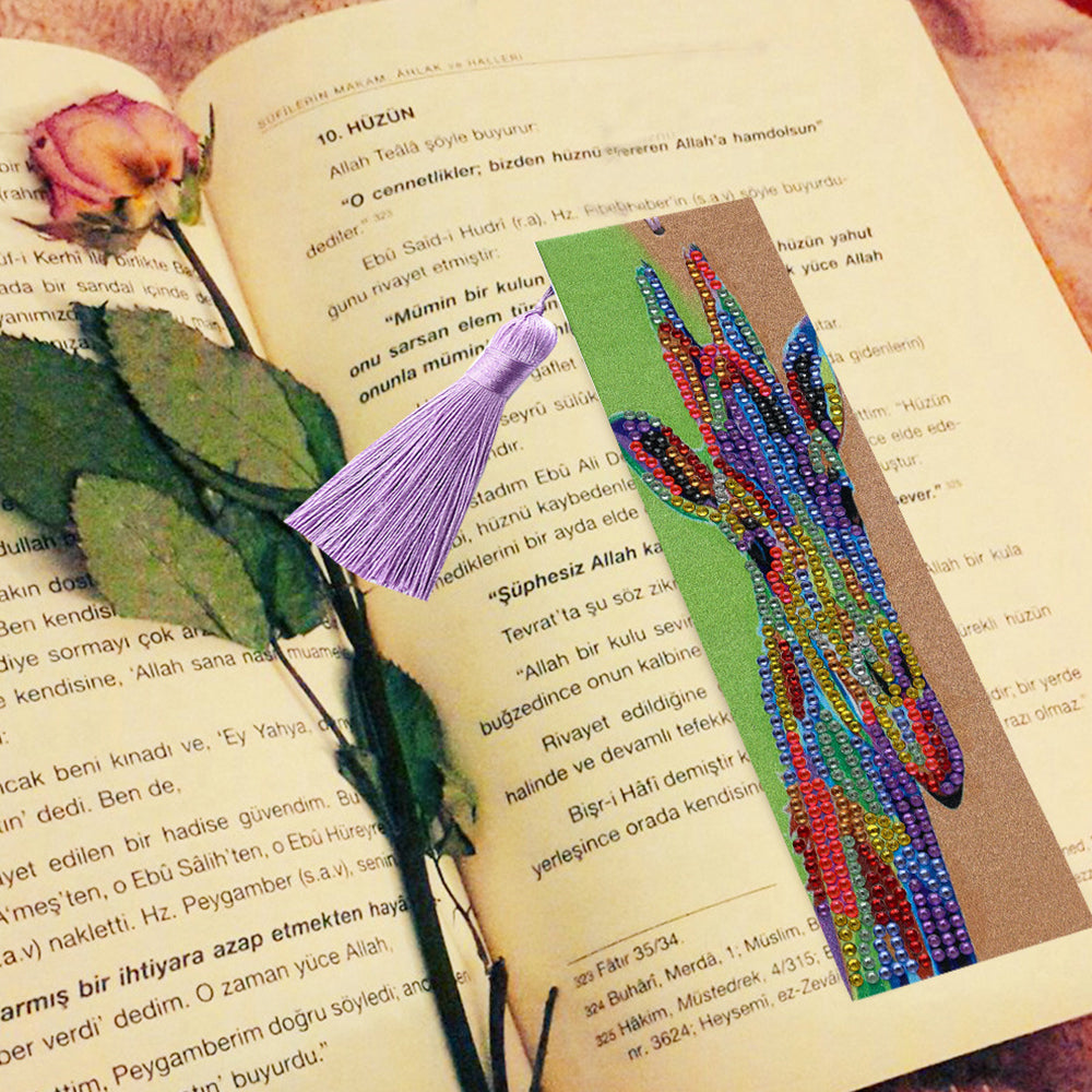 Marque-Pages en Cuir Giraffe Colorée Broderie Diamant