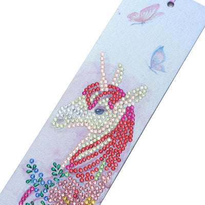 Marque-Pages en Cuir Licorne et Papillon Animés Broderie Diamant